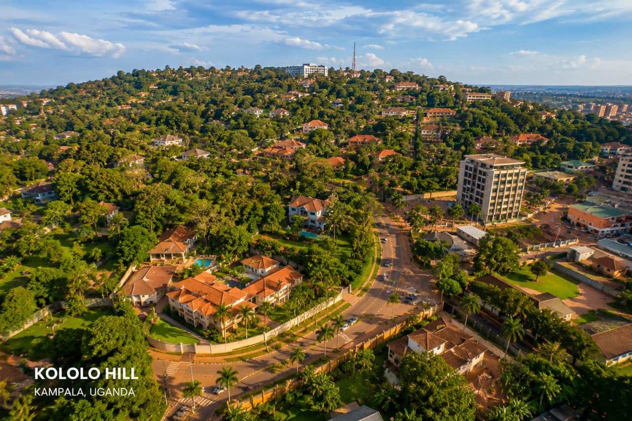 Kololo Kampala upscale neighbourhood aerial view