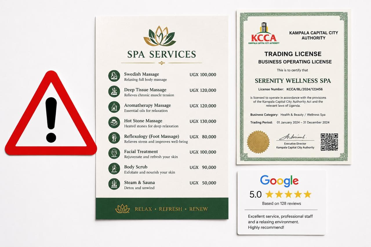 spa red flags checklist versus signs of a reputable venue in Kampala